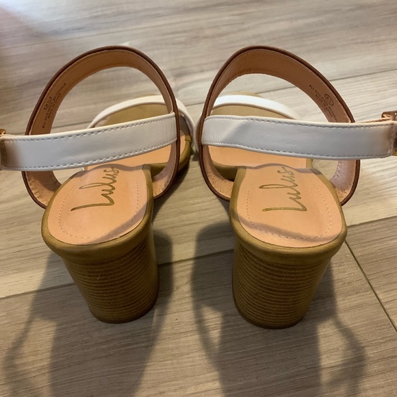 White and Natural high heeled sandals. - Picture 4 of 4